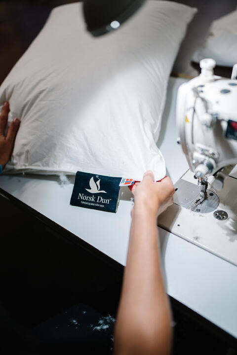 dundyne hvor det sys på Norsk Dun etikett